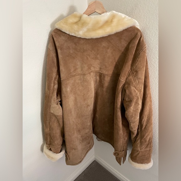 DENNIS BASSO Women’s vintage Shearling Tan Leather suede Chore Coat size 1X - Picture 13 of 14